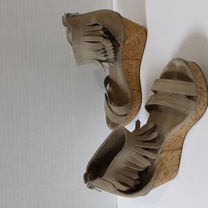 Chocolat Blu weston women leather suede sandals 7.5us casual festival Y2K tan